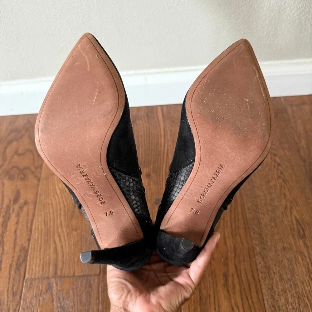 BCBGMAXAZRIA Women's Black Leather Western Stiletto Ankle Boots, Size 7.5